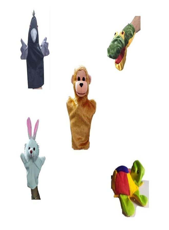 VARUSH Hand Puppet Set of 5 | Storytelling Animal Hand Puppets for Kids | Soft Plush Puppets | Crow, Monkey, Crocodile, Rabbit,Tortoise | Learning Toy for Toddler, Boys & Girl, Role-Play, School, Return Gift - Image 1